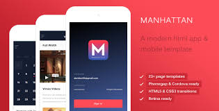 Manhattan Modern Html Mobile App Template Android App Cordova Device Ios Mobile Web Mod Mobile App Templates App Template Mobile Template