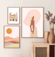 Boho Living Room Wall Decor Gallery Wall Set Burnt Orange Etsy In 2020 Boho Wall Art Boho Bedroom Decor Boho Room Decor