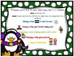 Celebrate the christmas holiday with cheery decorations. Holiday Spirit Week Flyer By Ashleigh B Madsen Tpt