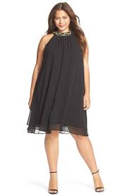 Eliza J Embellished Neck Chiffon Trapeze Dress Plus Size Nordstrom Plus Size Dresses Dresses Casual Cocktail Dress
