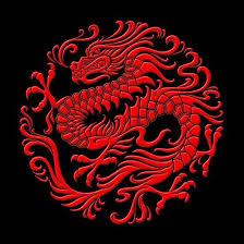 Black And Red Chinese Dragon Tattoo Traditional Red Chinese Dragon Circle Art Print Chinese Dragon Japanse Draak Tatoeage Ideeen Mythische Wezens
