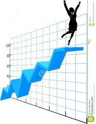 Business Person Up On Company Growth Success Chart Stock