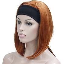 Amazon.com : Lydell Short Straight Bob Synthetic Headband Wig 3/4 wig short  half hair wig (130A Fox Red) : Beauty & Personal Care