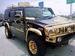 Black And Gold Rims For Trucks Strange Custom H2 Hummer Black With All Trim Racks Bumpers Wheel In Gold Camioneta Hummer Vehiculos Blindados Autos Lujosos
