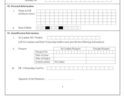 Sri Lanka Pension PD 01 form foreign pension life certificate, AI generated
