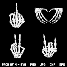 The position where the fingers start is different if you are looking at it from the back of the hand or from the palm of the hand. Skeleton Hands Svg Skeleton Middle Finger Svg Png Dxf Cricut Designking On Artfire