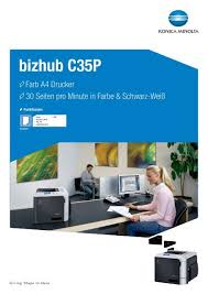 Device drivers, such as those created specifically by konica minolta for the bizhub, facilitate clear communication between the multifunction printer and the operating system. Datenblatt Bizhub C35p Konica Minolta