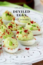 Avocado Deviled Quail Eggs Julia Recipes In 2020 Avocado Deviled Eggs Quail Eggs Deviled Eggs