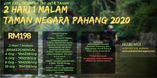Klik sini untuk maklumat lanjut bit.ly/pakejtamannegarapahang. Pakej Taman Negara Pahang 2021 2022 Pakej Murah Taman Negara Pahang 2020