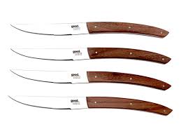 Set De 4 Couteaux A Steak En Inox Filete Manche En Bois Fonce 10 Cm Couteau Couteaux A Steak Inox