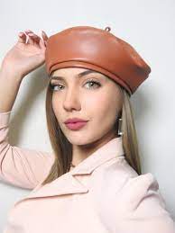 Beret Hat Women Leather Brown Hats Winter French Berets Etsy Brown Hats Leather And Lace French Berets
