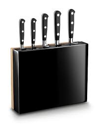 Bloc Cardiff Noir 5 Couteaux Inox Ideal Sabatier Couteau Cardiff Inox