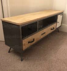 Tv and media storage unit uk. Metal Tv Stand Industrial Storage Cabinet Vintage Retro Lowboard Wooden Media Unit Drawers Unique Home Furniture