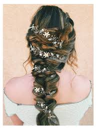 Among various wedding hairstyles, braided hair is an excellent option for girls. Amazon Com Sweetv Pearl Silver Hair Vine Braided Wedding Headband Bohemian Bridal Headpiece 28 5 Inch 72 Cm Extra Long Crystal Hair Accessories For Brides Bridesmaids Beauty