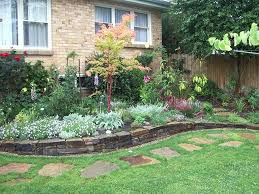 Garden With Castlemaine Slate Stepping Stones Stone Wall And Acer Palmatum Senkaki Set Amongst Mixed Plantings Outdoor Stone Garden Plants