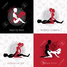 Kama Sutra Love Position Square Design Concept Set Of Reverse Cowgirl Face  To Face Woman On Top And Doggy Style Flat Vector Illustration Royalty Free  SVG, Cliparts, Vectors, and Stock Illustration. Image
