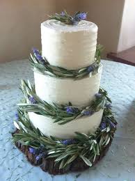 3 Tier Round Buttercream Wedding Cake With A Rustic Buttercream Look Olive Leaves And Fresh Lavender Buttercream Wedding Cake Cake Creations Wedding Cakes