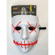 El Wire White Red Spirit Halloween Light-Up Costume Scary Creepy Evil Demon  Mask
