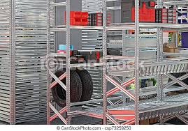 Mix and match with up to 6 sizes and two orientations; Modular Shelving System Modular Metal Shelving System In Storage Room Canstock