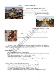Examination was carried out in the northern zone of the land along the lower volga. India A Land Of Contrasts Esl Worksheet By Vanessa78