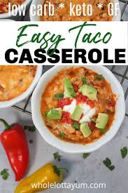 We put the casserole on top of cauliflower rice and added salsa and a touch of sour cream to make it more flavorful. Easy Taco Casserole Keto Mexican Caserole Whole Lotta Yum