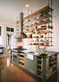 Handing Shelves By Threaded Rods Hanging Shelf Kitchen Open Kitchen Cabinets Kitchen Shelf Inspiration