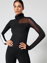 Black And White Long Sleeve Turtleneck Race Turtleneck Long Sleeve Tees In Black White White Long Sleeve Tee Activewear Fashion Active Wear For Women