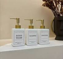 shampoo and conditioner bottle labels sold on Temu United States