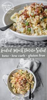 Loaded Mock Keto Potato Salad Peace Love And Low Carb Recipe Keto Side Dishes Potato Salad Recipes