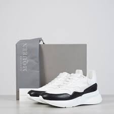 Details About Alexander Mcqueen 790 Oversized Runner Sneakers In Optic White Black Leather