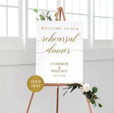 Gold Rehearsal Dinner Sign Printable Wedding Sign Personalized Large Welcome Sign Rehearsal Welcome Sign Calligraphy Welcome Sign Printable Wedding Sign Wedding Welcome Signs Wedding Signs