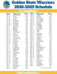 The 2019 nba finals begin on thursday night with game 1 of the toronto raptors vs. Printable 2018 2019 Golden State Warriors Schedule Warriors Schedule Basketball Schedule Nba Schedule
