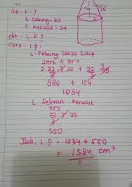 Perhatikan Gambar Berikut Gabungan Kerucut Dan Tabung Yg Memiki D 14cm T Tabung 20 T Kerucut Brainly Co Id