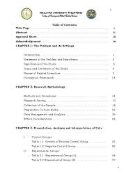 In our publications, we sometimes list chapter numbers before chapter titles and sometimes list the chapter titles alone. Table Of Contents Experiment Methodology