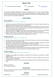 Resume Cv Sample For Social Media Editor Jobsdb Hong Kong