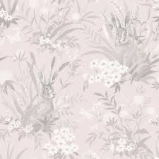 Aayla Hares Wallpaper Pink Holden 90880 Grey Wallpaper Animal Wallpaper Wallpaper