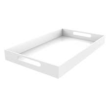 50 * 50 * 53cm). White Serving Tray Bright White 20 Large Acrylic Tray For Coffee Table Breakfast Tea Food Butler Decorative Display Countertop Kitchen Vanity Serve Tray With Handles By Vale Arbor Amazon In