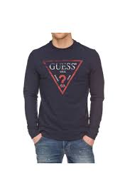 Le vêtement contient des fibres de coton biologique. Pull Guess Homme M81q00 G720 Bleu