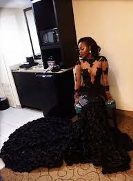 Long Black And Blue Prom Dress Illusion Bodice Black Mermaid Prom Dress With Long Sleeves 180 00 Black Mermaid Prom Dress Black Girl Prom Dresses Prom Girl Dresses