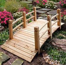 5 Wood Plank Garden Bridge With Rails The Wood Plank Garden Bridge Can Be Painted Stained Or Left To We Backyard Bridges Backyard Landscaping Garden Bridge