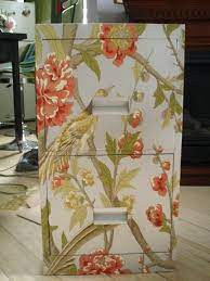 How To Cover A File Cabinet Using Spray Paint Wallpaper Paste And Wallpaper A Boring Metal C Metal Filing Cabinet File Cabinet Makeover Decoupage Furniture