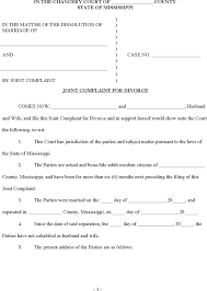 Free Mississippi Joint Complaint For Absolute Divorce Form Doc 60kb 4 Page S