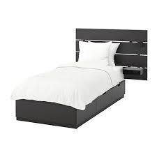 Nordli Anthracite Bed W Storage And Headboard 90x200 Cm Ikea Bed Met Opbergruimte Bedkader Ikea Bed