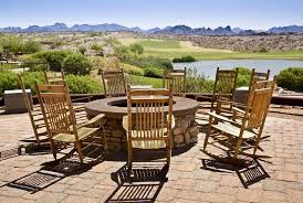 Rocking Chairs Around Outdoor Fire Pit With Amazing View Cheapoutdoorchairs Outdoor Fire Pit Outdoor Fire Pit Designs Backyard Fire