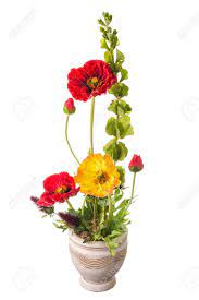 Pack of 7 individual flower stems. Floral Arrangement From Artificial Poppy Flowers In Old Ceramic Stock Photo Picture And Royalty Free Image Image 112472161