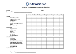 Fire extinguisher daily check list pdf : Daily Air Compressor Inspection Checklist