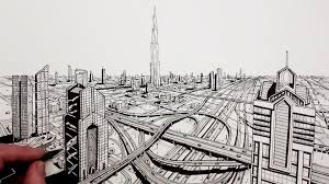 How To Draw Dubai City In Perspective Dubai City City Drawing Online Drawing Course