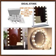 Very versatile, the fixture can be mounted horizontally above the vanity mirror. Lampu Led Mirror Light Make Up Vanity Mirror Light 10 Light Bulb Usb Makeup Dressing Hollywood Style Warm White White Shopee Malaysia