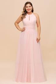 Affordable Plus Size Chiffon Round Neck Pink Bridesmaid Dress Bridesmaid Dresses Plus Size Bridesmaid Dresses Long Chiffon Bridesmaid Dresses Strapless