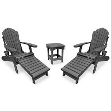 Outer Banks 3 Piece Deluxe Adirondack Chair With Integrated Footrest Set With Harbor Side Table Available In 16 Colors Adirondack Chair Foot Rest Adirondack Chairs